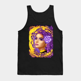 Woman with purple flower Tank Top